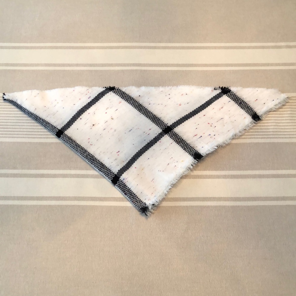 Candie’s White & Black Plaid Blanket/Triangle Scarf with Rainbow Flecks